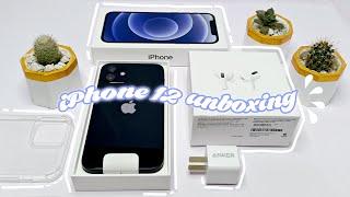 iPhone 12 Black  Unboxing  + Anker Fast Charger + AirPods Pro + Accessories (aesthetic)