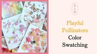 Color Swatching for the Playful Pollinators Watercolor Kit - By Splatter & Bloom -