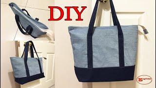 LARGE ZIPPER TOTE BAG SEWING TUTORIAL | ZIPPER BAG WITH LINING | FABRIC BAG MAKING AT HOME