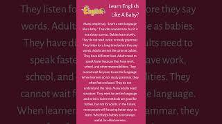 Become Fluent in English with Reading Practices | A1 - A2 | Learn English Like A Baby?