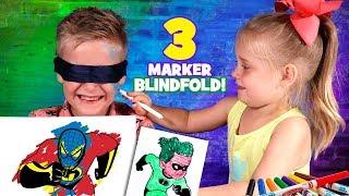 Little Flash and Ava play 3 Marker Challenge:Blindfolded Edition!