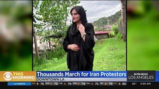 Thousands gathered in downtown LA in solidarity with protesters in Iran following Masha Amina death