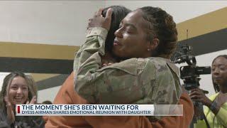 Heartwarming welcome home for Dyess Airman surprising her daughter at Abilene High