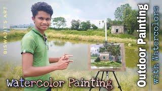 Outdoor Painting with Watercolor // Plein Air Watercolor Painting // Outdoor Study Painting