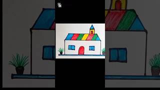 "Colorful House Drawing | Easy Step-by-Step Tutorial" #drawing