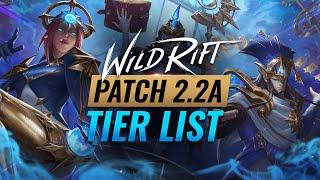 BEST Champions TIER List - Patch 2.2a (RAMMUS Release) - Wild Rift (Low to Mid Elo - LoL Mobile)