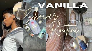 VANILLA SHOWER ROUTINE | feminine hygiene + sensitive skin + vanilla body care + exfoliation | 2024