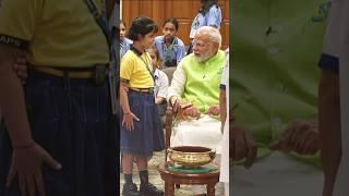 PM Modi's adorable conversation with school girls on Raksha Bandhan| #shorts