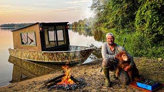 OVERNIGHT IN MY BOAT CAMPER on a Remote Beach!