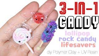 How to DIY 3 in 1 Candy (Lollipop, Lifesavers, Rock Candy) Polymer Clay/Resin Tutorial