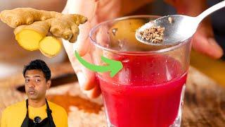 BEST Way to eat GINGER  for cold, cough, bloating, diarrhea 🟡 Ginger shot, tea recipes