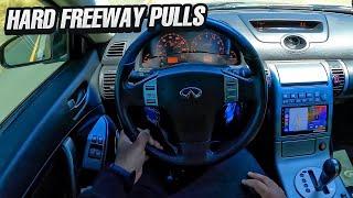 HARD FREEWAY PULLS IN MY INFINITI G35! *POV DRIVE*