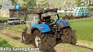 Muddy Farm Tracks, Spreading Manure & Picking Up 97 GrassSilage Bale│Bally Spring│FS 22│Timelapse#13