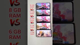 16GB RAM MOBILE vs 12GB vs 8GB vs 6GB vs 4GB PUBG TEST #shorts #bgmi #pubgmobile