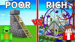 Mikey POOR vs JJ RICH Amusement Park House Survival Battle in Minecraft (Maizen)