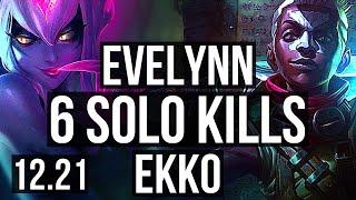 EVELYNN vs EKKO (JNG) | 3.4M mastery, 13/1/5, Legendary, 6 solo kills | KR Diamond | 12.21