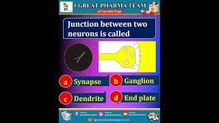 Junction between two neurons is called?#reels #pharmacy #india #study #quiz #shorts #answer #facts