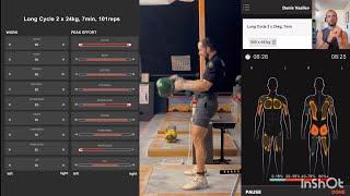 How hard my muscles work doing 2 x 24kg kettlebells LONG CYCLE?