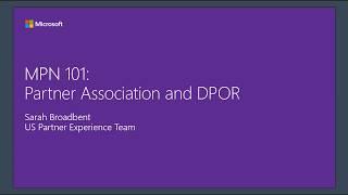 MPN 101 Community call: Partner Association and DPOR