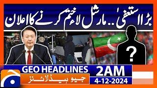 PTI leader resigns, announces end of martial law | Geo News 2 AM Headlines | 4th December 2024