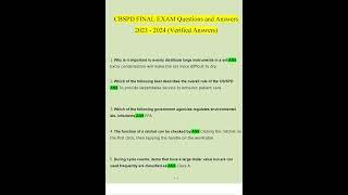 CBSPD FINAL EXAM Questions and Answers 2023   2024 Verified Answers by Expert