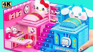 Make Hello Kitty House with Two Bedroom, Blue Room for Cinnamoroll from Clay | DIY Miniature House