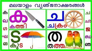 Learn Malayalam Consonants(വ്യഞ്ജനം, vyañjanam)|Malayalam Alphabet Malayalam Aksharamala|ക ഖ ഗ ഘ ങ