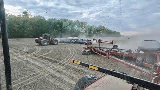 Two big planters rolling across big fields. #caseihagriculture #stahlfarms