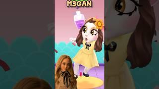 m3gan vs Wednesday Vs my Talking Angela 2 #wednesday #cosplay #netflix #doll #model #m3gan #shorts