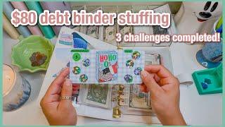 $80 debt binder stuffing | savings challenges | scratch offs & roll the dice | budgetwithamanda