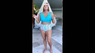Try On Video: The Amelia in Teal and Pastel Stripes