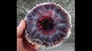 #1700 Incredible Red & Black Resin Larimar Effect Coaster