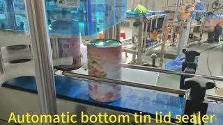 Automatic grain powder container sealing machine, auto servo tin crimping machine company