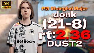 donk (21-8) rt:2.46 vs B8 l PW Shanghai Major 2024 Europe RMR A l (dust2) | #cs2 #pov