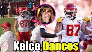 Travis Kelce Dances to Cruel Summer of Taylor Swift Celebrates Chiefs' Win Over 49ers