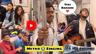 MetroSinging Reaction In Delhi Metro  | Incredible Singing Reaction | @RajeshMusicOfficial7