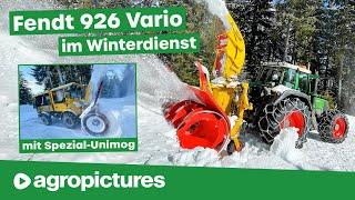 Fendt Favorit 926 Vario und Spezial Unimog mit Schneefräse im Winterdienst | Schneeräumen Österreich