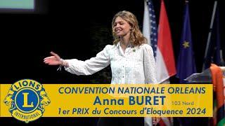 Anna BURET -  1er Prix du Concours d'Eloquence 2024 du Lions Club de France