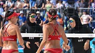 Epic Clash at #ParisOlympics: #Egypt vs #Spain in Women’s Beach #Volleyball #shorts