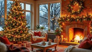 Cozy Instrumental Christmas Music & Soothing Sound Fireplace  Beautiful Christmas Ambience Music