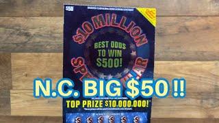 NC's BIG New $50 scratch off ticket $10 Million Spectacular!!!