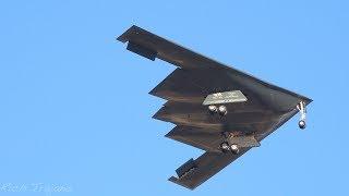 3 B-2 Spirits landing at Nellis AFB