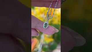 18K Real Gold Tsavorite Garnet and Diamonds Pendant Necklace