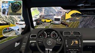 Volkswagen Jetta Sports through Dangerous Roads - Euro Truck Simulator 2 | Steering Wheel Gameplay