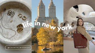 nyc weekend vlog  grwm, fall foliage in central park, bagels & natural history museum