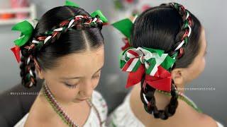 Peinado Mexicano con trenzas y listones ️️🫶