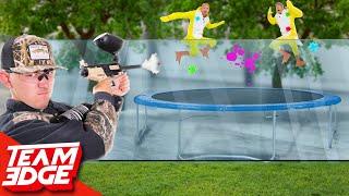 Trampoline Duck Hunt Challenge!! | Painful Paintball Edition!!