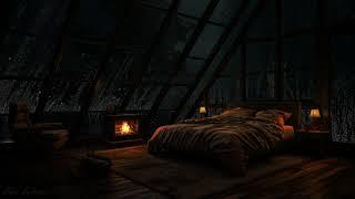 ️It's Raining outside & you're Sleeping in Attic Bedroom w/ fireplace- Rain Sounds for sleeping