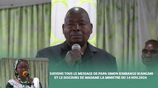 DISCOURS DU MINISTRE MESSAGE DE SA DIVINITÉ PAPA SIMON KIMBANGU KIANGANI DU 14 NOV  2024