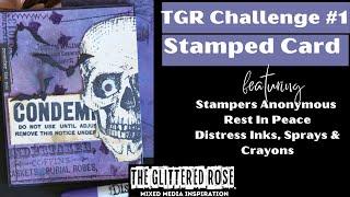 TGR August 24 Challenge - Purple. Halloween Stamped Card & Mail Art Envelope Feat Stampers Anonymous